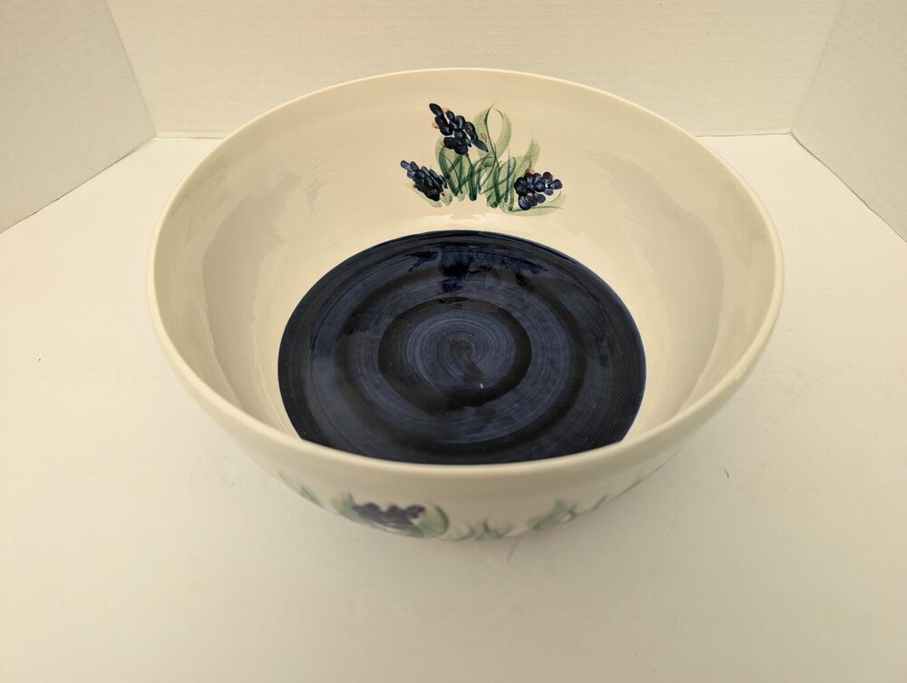 Gail Pittman Signed Vintage Bluebonnet Floral Ceramic Serving Bowl 1994 1995